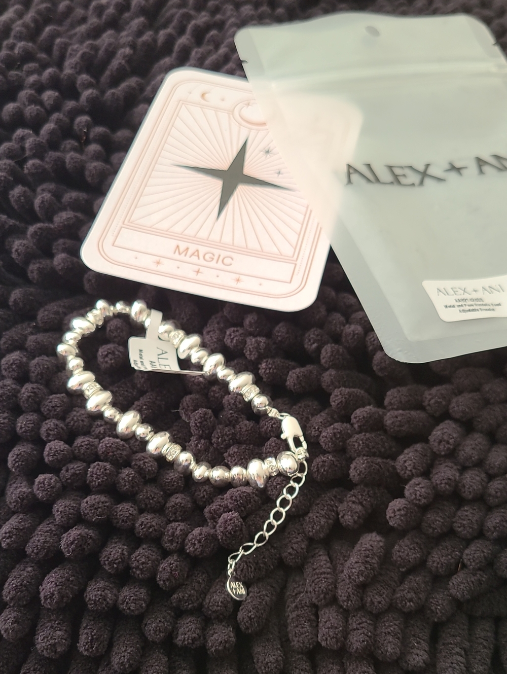 Alex and Ani Metal & Pave Rondelle Bead Adjustable Bracelet- NEW!